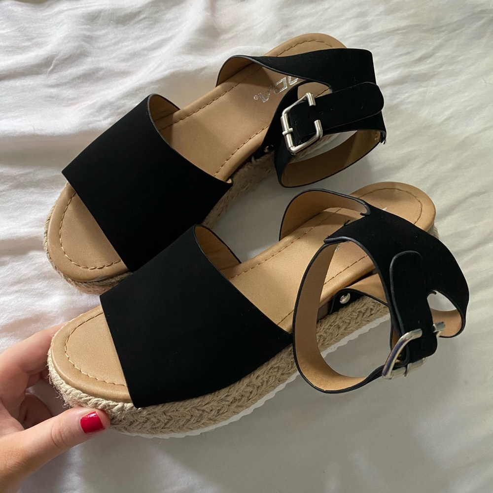 black ankle strap espadrilles